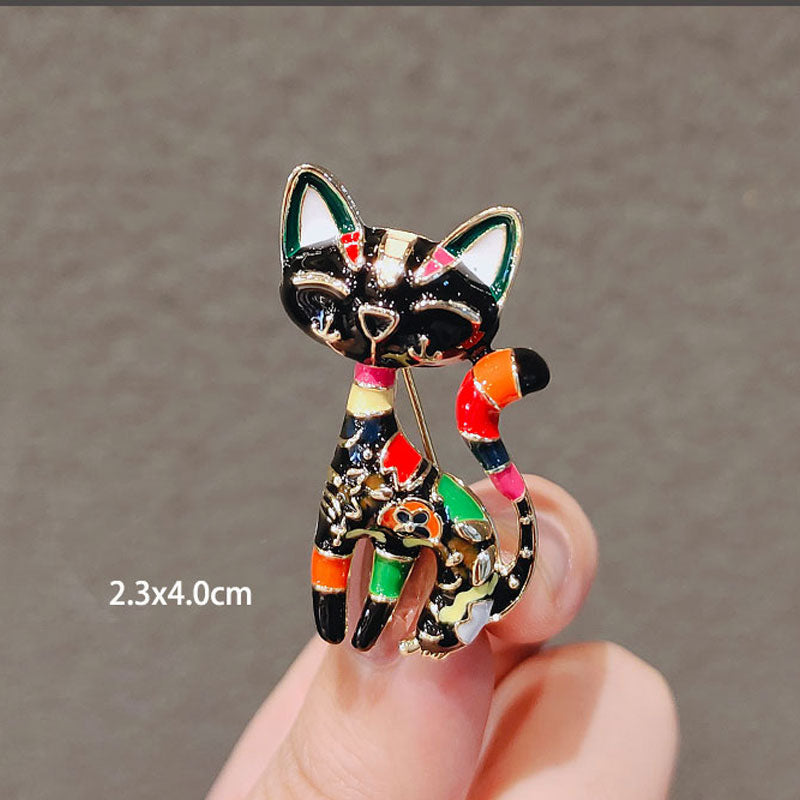 Cute kitten painting oil brooch girl student collar pin buckle clothing school bag pin brooches metal cat animal accessories