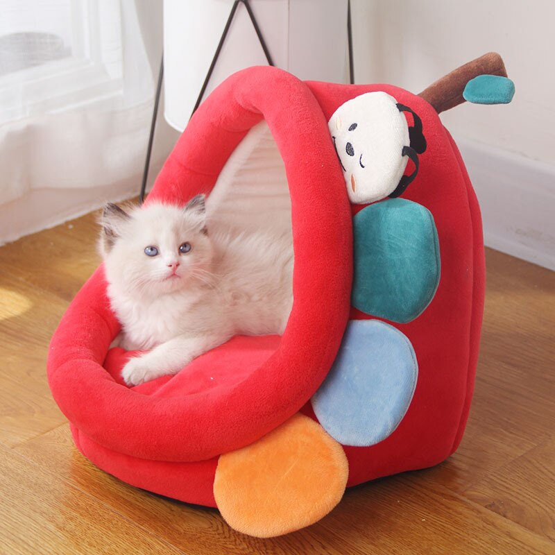 Warm Cat Bed Kitten House Pet Basket Lounger Cushion Small Dogs Pillow Mat Tent Puppy Nest Cave Sleeping Beds House for Cats