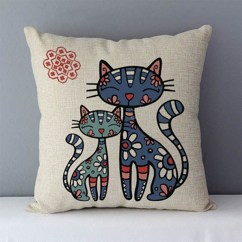 Selected Couch cushion 45x45cm Cartoon cat printed quality home decorative pillows kids bedroom Decor pillowcase without core