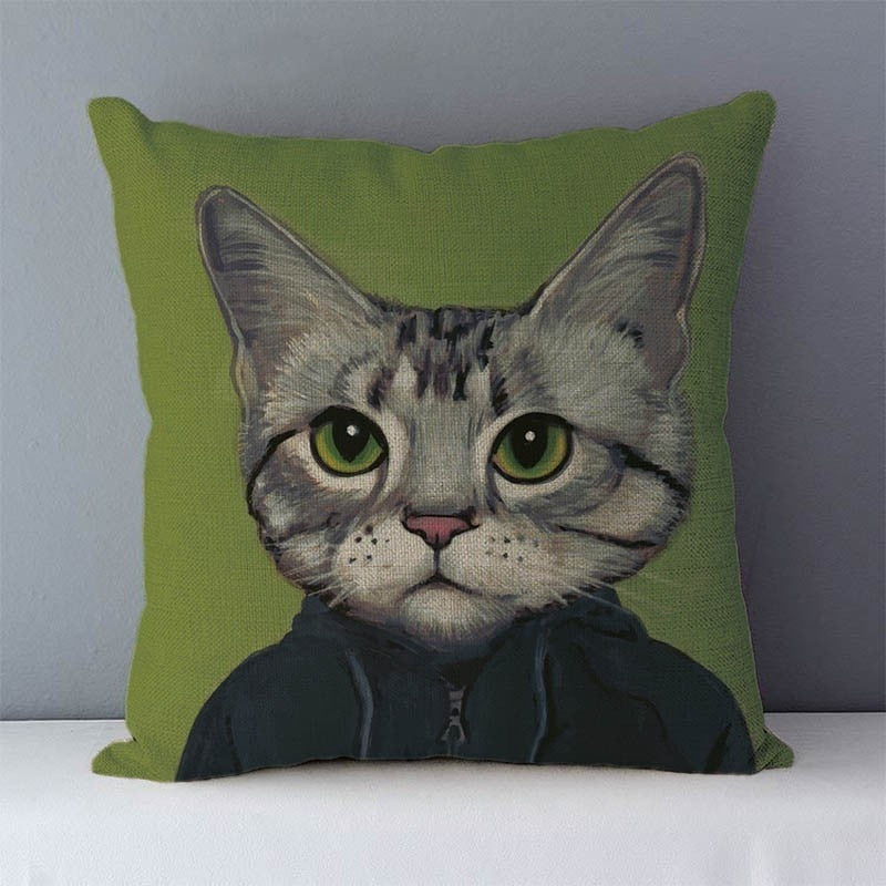 Selected Couch cushion 45x45cm Cartoon cat printed quality home decorative pillows kids bedroom Decor pillowcase without core