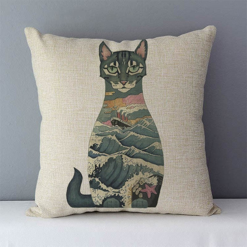 Selected Couch cushion 45x45cm Cartoon cat printed quality home decorative pillows kids bedroom Decor pillowcase without core