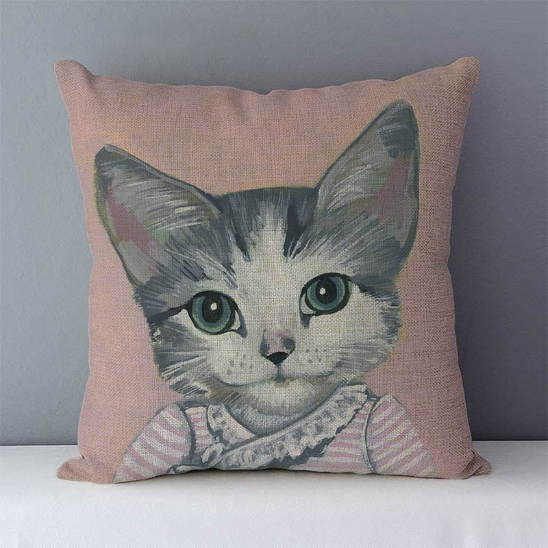 Selected Couch cushion 45x45cm Cartoon cat printed quality home decorative pillows kids bedroom Decor pillowcase without core