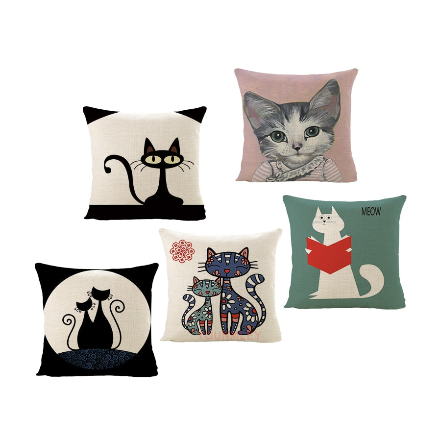 Selected Couch cushion 45x45cm Cartoon cat printed quality home decorative pillows kids bedroom Decor pillowcase without core