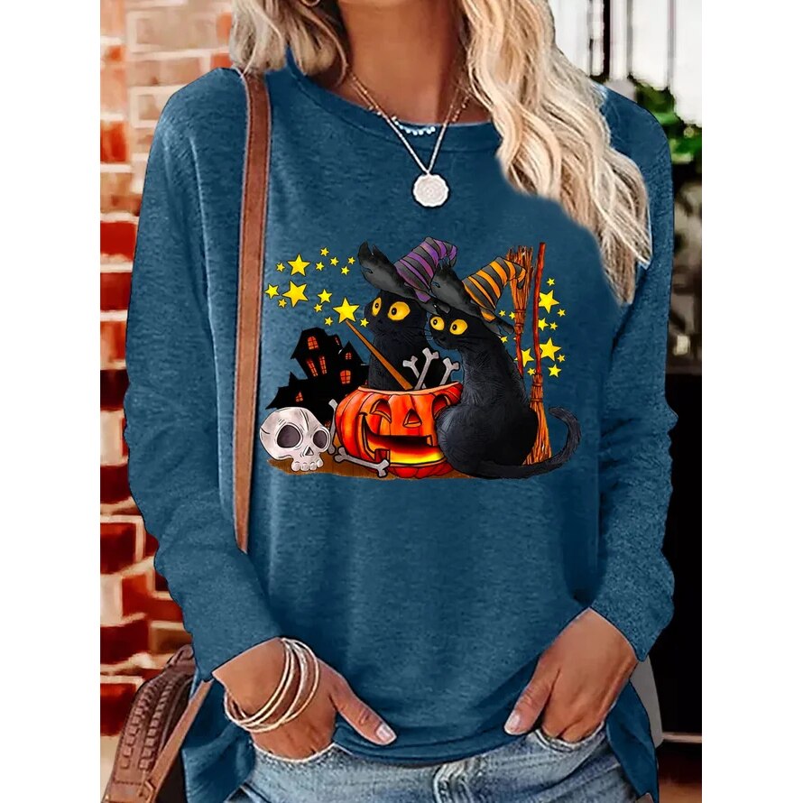 Cat Halloween Casual T-Shirt