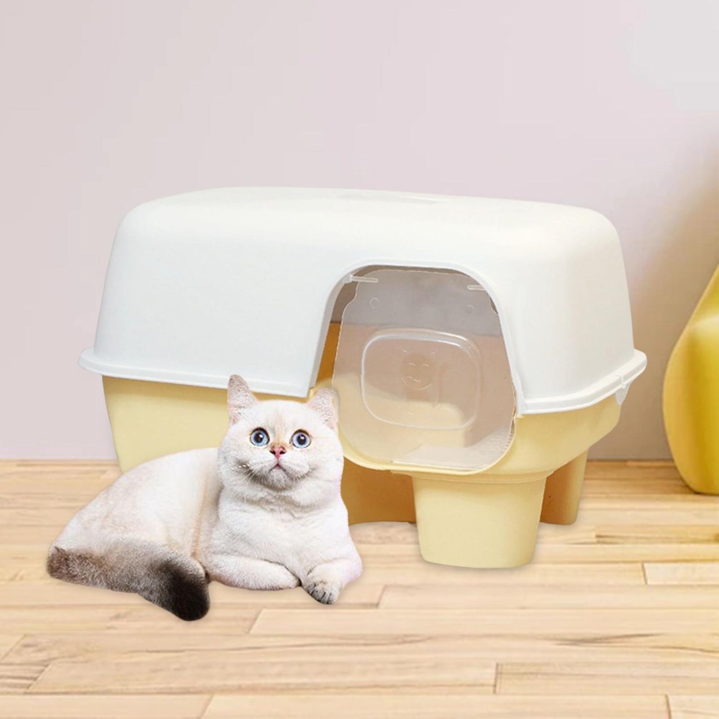 Large Enclosed Cat Litter Box with Gate High Side Portable Pet Litter Tray