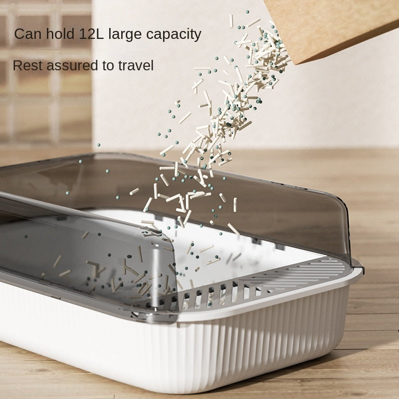 Cat Litter Box Anti-Splash Dog  Pet Toilet  Bedpan Cat Dog Tray with Scoop Excrement Training  Semi-enclosed Sand Litter Box