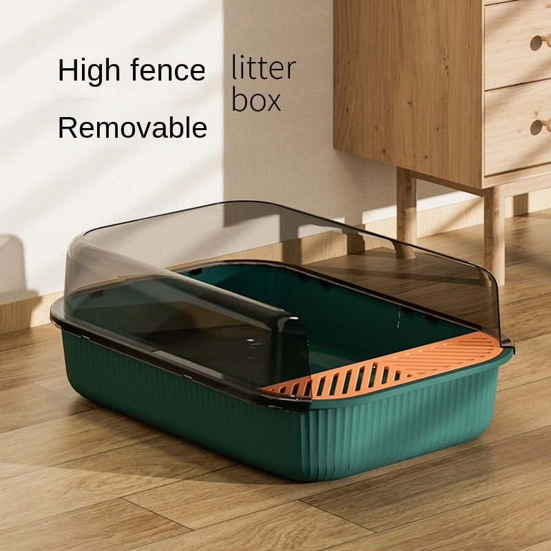 Cat Litter Box Anti-Splash Dog  Pet Toilet  Bedpan Cat Dog Tray with Scoop Excrement Training  Semi-enclosed Sand Litter Box