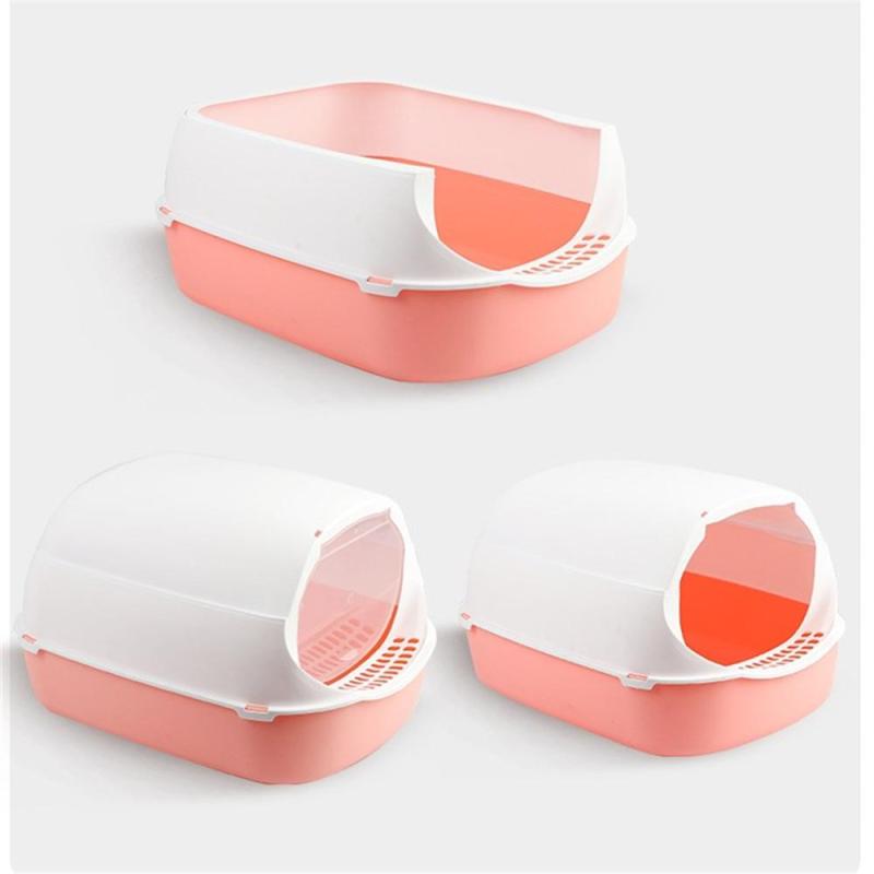 Pet Kitten Anti Splash Toilet Litter Tray Indoor Bedpans Fully Enclosed Plastic Sandbox Pet Litter Box Deodorizer Cat Supplies