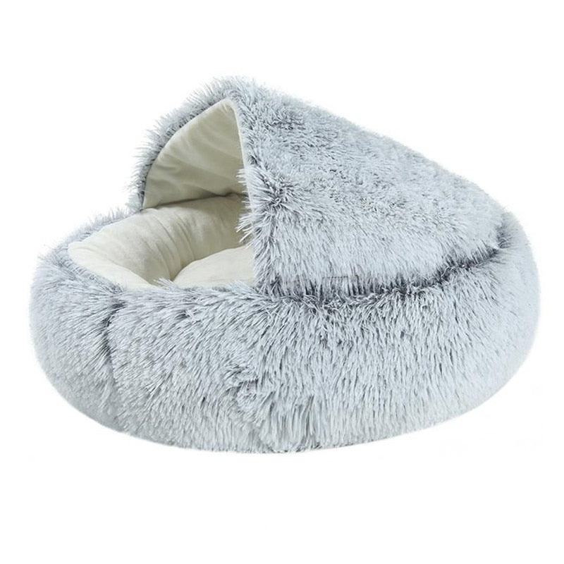 Winter 2 In 1 Cat Bed Round - Warm Pet Bed House Cushion