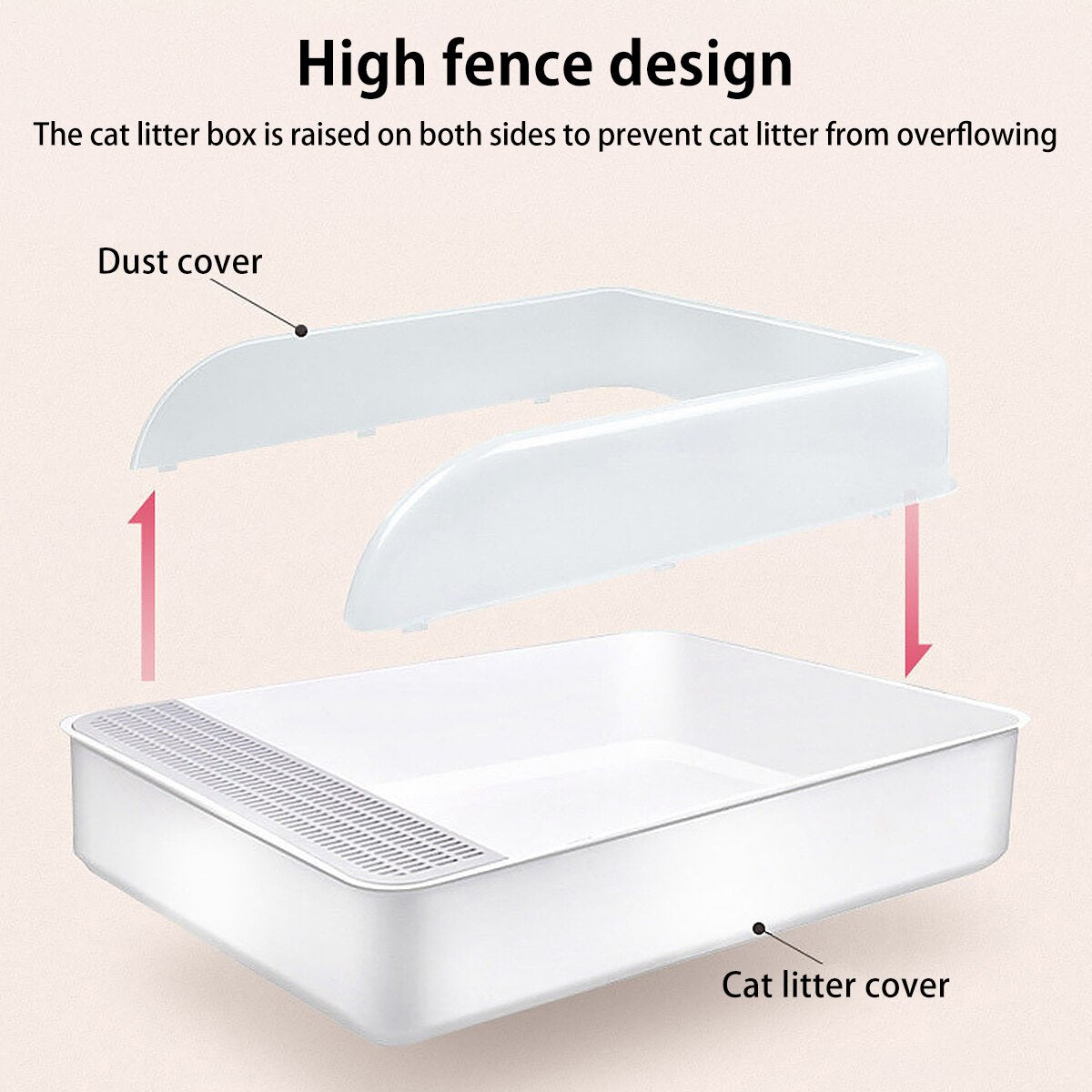 S/L Size PP Resin Semi-Open Cat Litter Tray Box Open Cat Litter Box High Side Anti-Splashing Sifting Litter Box with Scoop