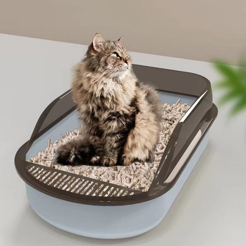 Large Capacity Open Cat Litter Box Plastic Anti-Splash Cats Toilet Pet Sandbox Kitten Tray Bedpan Cleaning Bath Basin Supplies