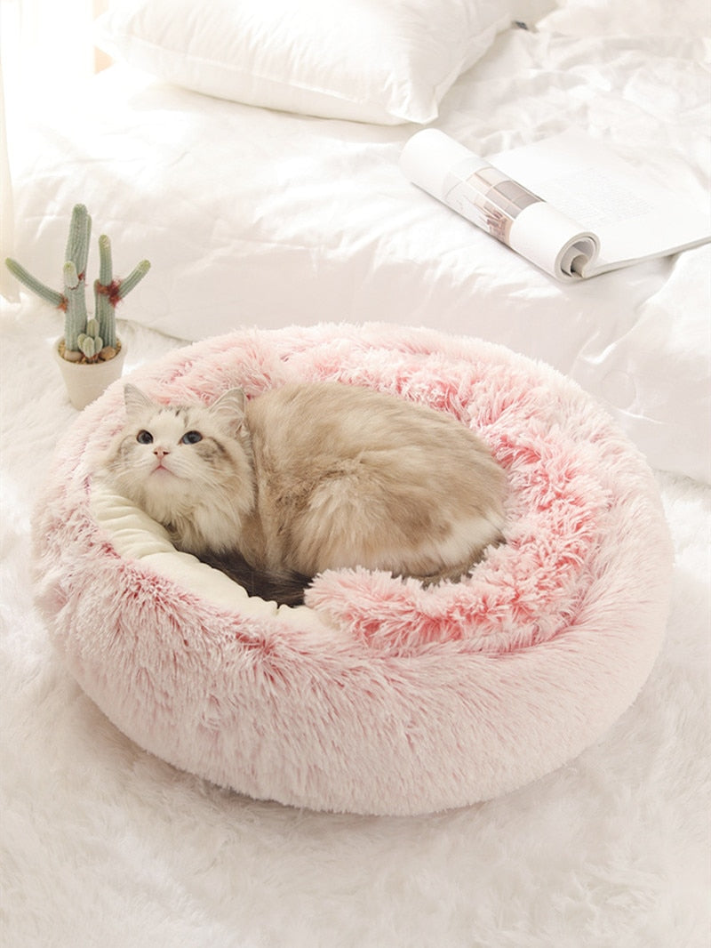 Winter 2 In 1 Cat Bed Round - Warm Pet Bed House Cushion