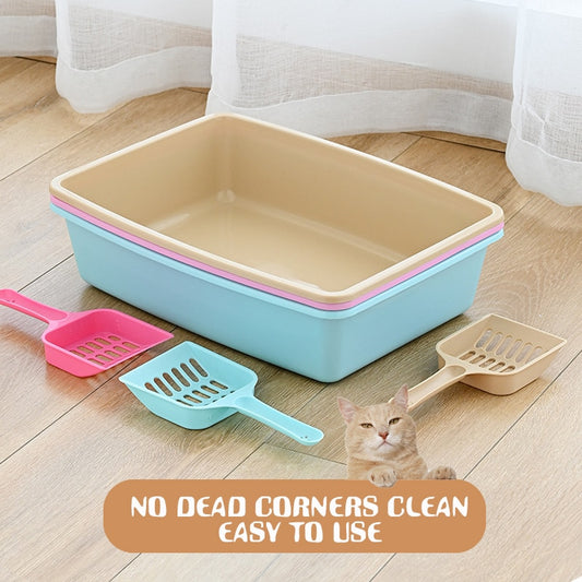 Pet Toilet Bedpan Anti Splash Cats Litter Box Cat Tray with Scoop Kitten Dog Clean Toilette Home Plastic Sand Box Cat Supplies