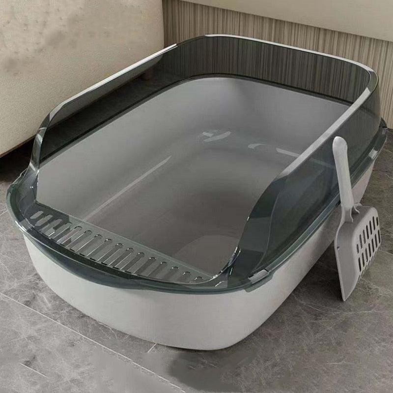 Large Capacity Open Cat Litter Box Plastic Anti-Splash Cats Toilet Pet Sandbox Kitten Tray Bedpan Cleaning Bath Basin Supplies