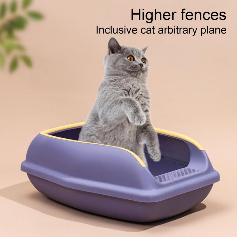 Cat Litter Box Large Capacity Semi closed Plastic Sand Box For Cats Pet Toilet Anti Splash Cat Tray Cleaning Bath Basin Supplies