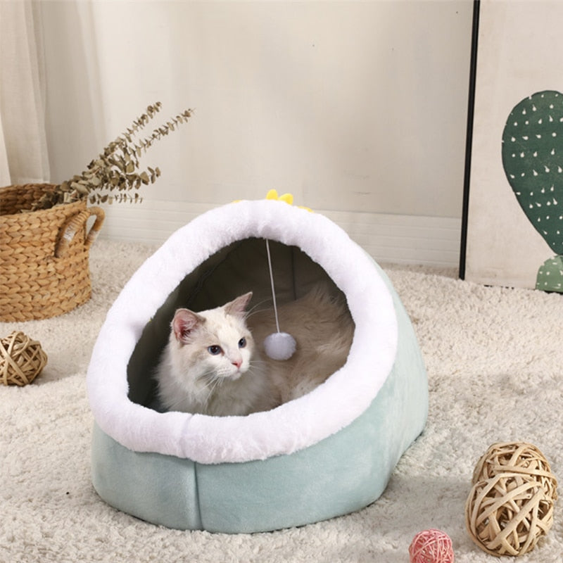 Large Space Pet Bed Pad Toy Hanging Ball Cat Bed Cat House Cat Mat Semi-enclosed Cat Villa Four Seasons Universal Comfort