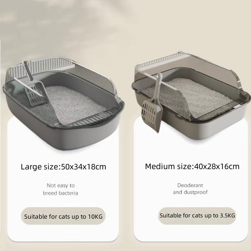 Open Cat Litter Box Large Capacity Plastic Anti-Splash Cats Toilet Pet Sandbox Kitten Tray Bedpan Cleaning Bath Basin Supplies