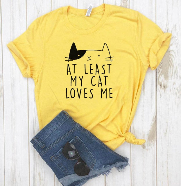 'At Least My Cat Loves Me' T-Shirt - squishbeans