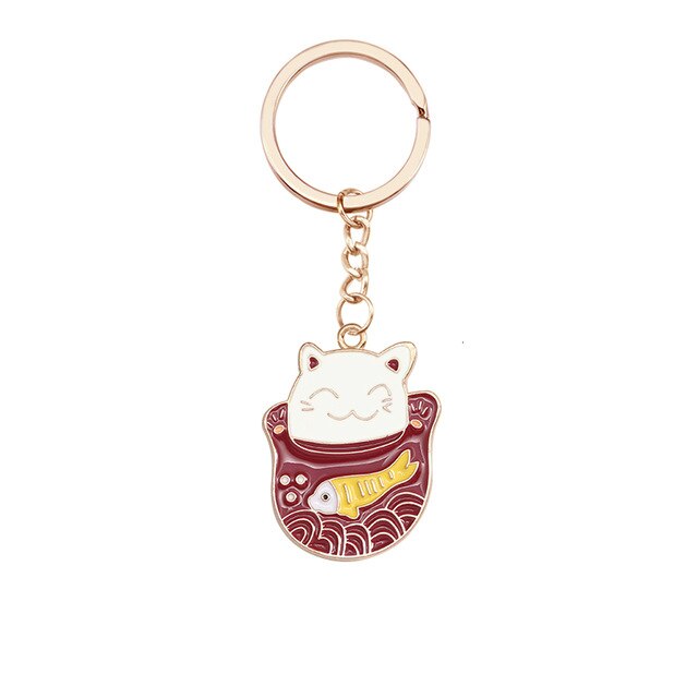 Maneki Neko Lucky Cat Keychain