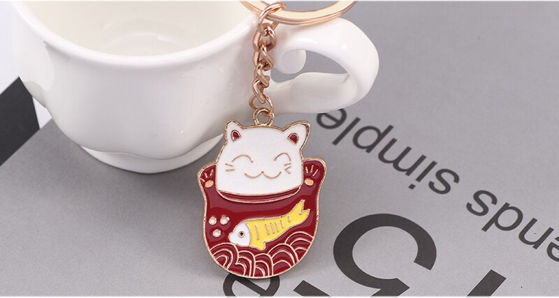 Maneki Neko Lucky Cat Keychain