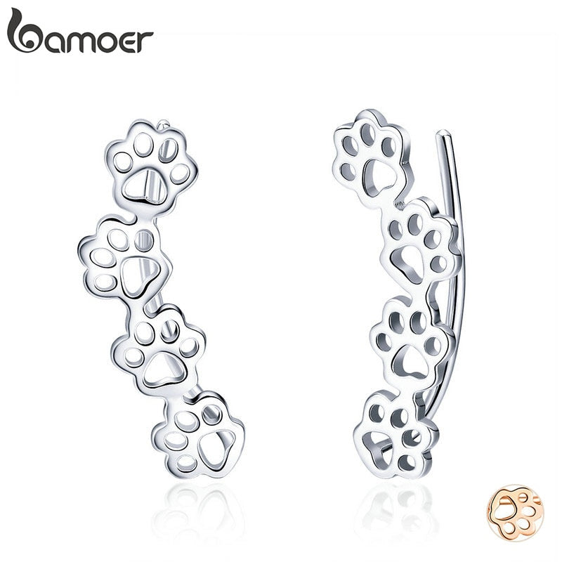 BAMOER Curved Paw Trail Earrings