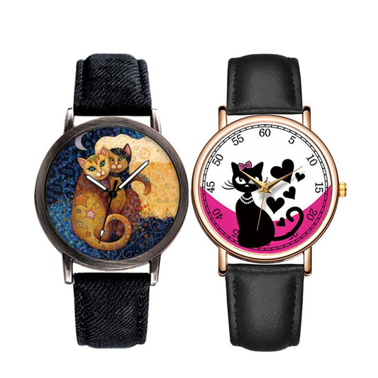 JBAILI Women Multicolour Cats Watches