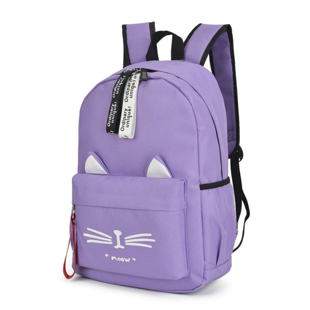 Oyixinger Girls Violet with Cat Ears Backpack