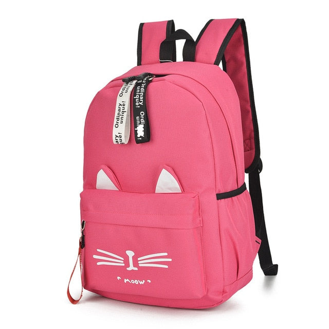 Oyixinger Girls Red with Cat Ears Backpack