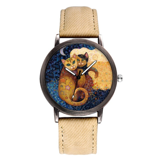 JBAILI Women Multicolour Cats Watches