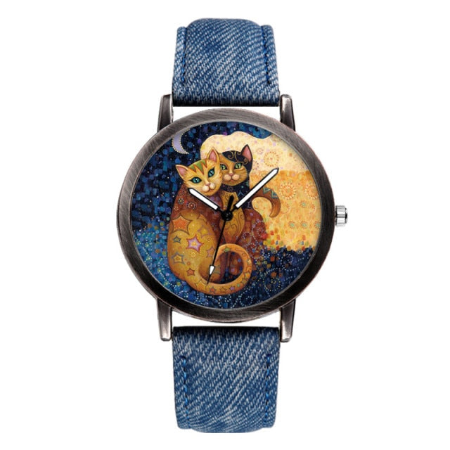 JBAILI Women Multicolour Cats Watches