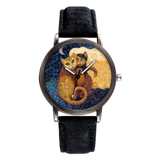 JBAILI Women Multicolour Cats Watches