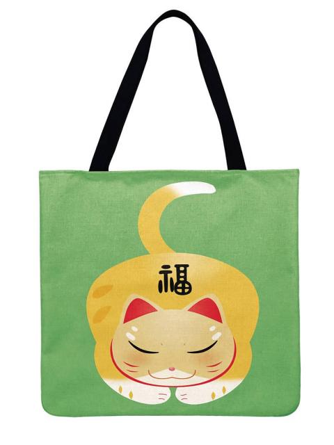 DCM Women Lime with Printed Cat Handbags