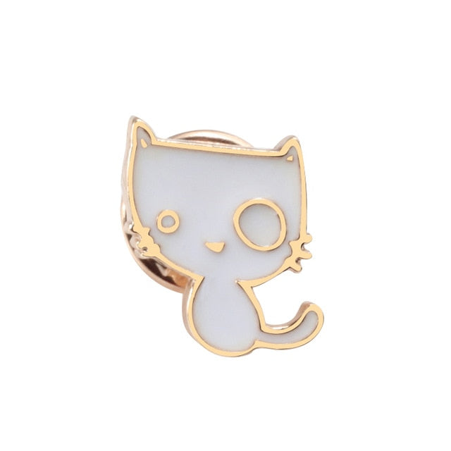 Reliatonny Women White Cat Badge Pins