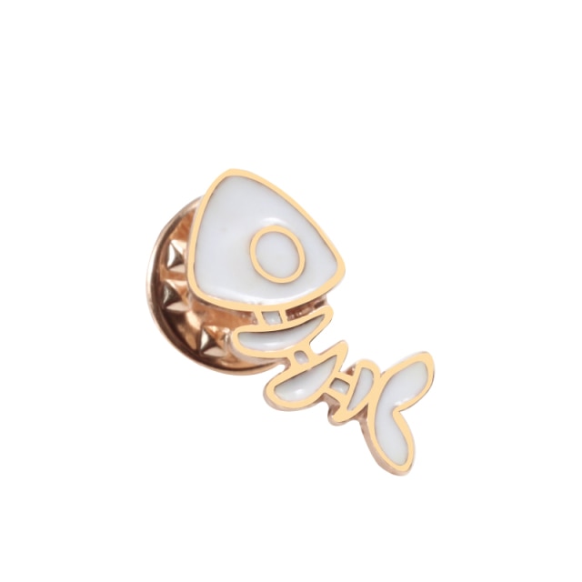 Reliatonny Women White Fish Bone Badge Pins