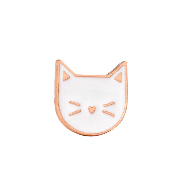 Reliatonny Women White Cat Head Badge Pins