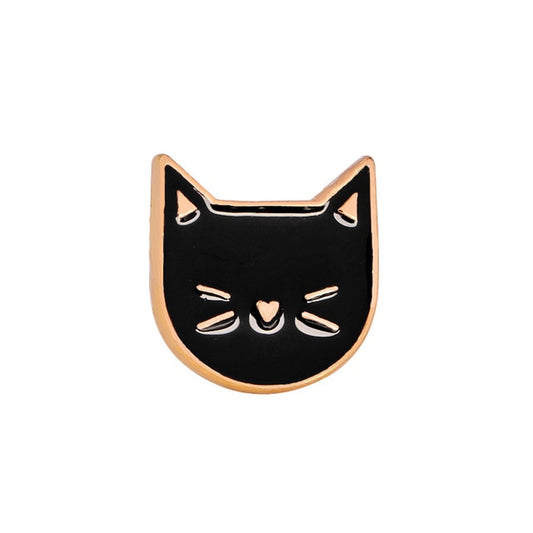 Reliatonny Women Black Cat Head Badge Pins