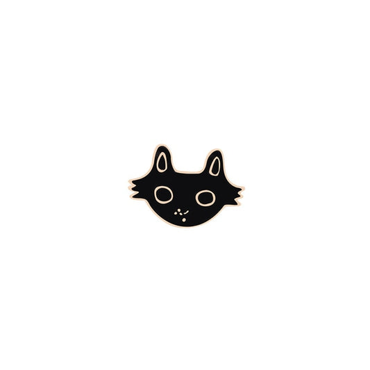 Reliatonny Women Big Black Cat Head Badge Pins