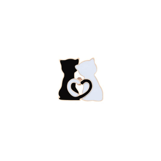 Reliatonny Women Black/White Cats Badge Pins