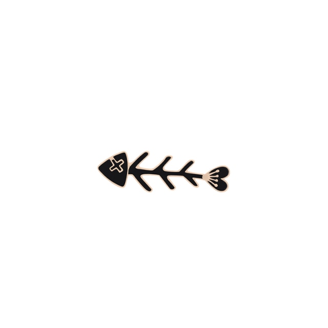 Reliatonny Women Black Fish Bone Badge Pins