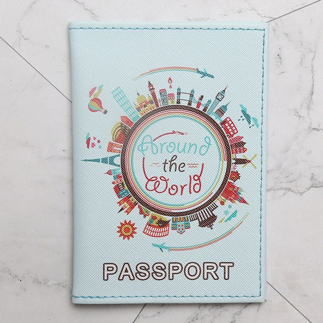 YIYOHI Men/Women Light Blue with Printed text Passport Cover