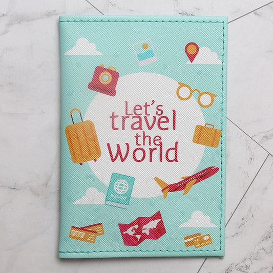 YIYOHI Men/Women Light Blue with Printed text Passport Cover