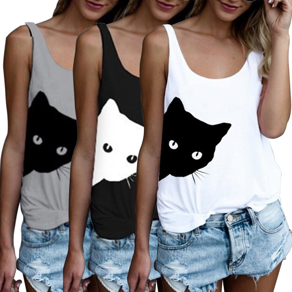 Black Cat Summer Tank Top