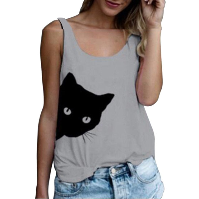 Black Cat Summer Tank Top