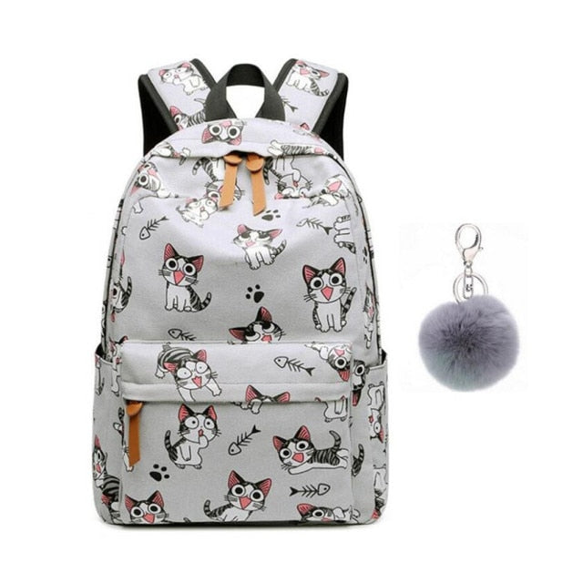 Fengbong Girls Multicolour with Printed Cats Backpack