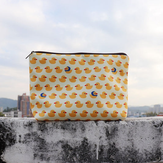 FUDEAM Women White with Printed Duck Storage Bag