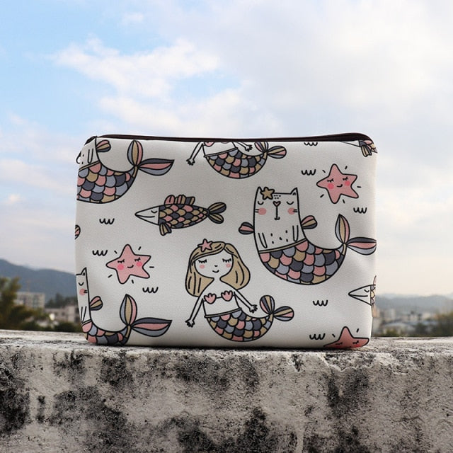 FUDEAM Women White with Printed Cat Storage Bag