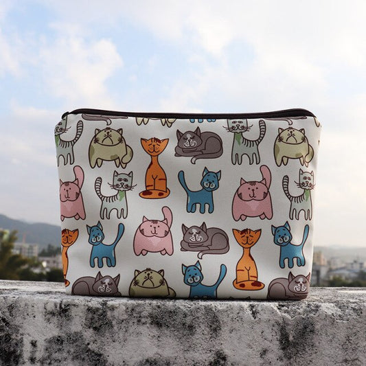 FUDEAM Women White with Printed Cat Storage Bag