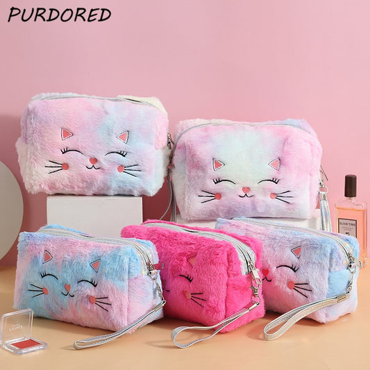 PURDORED Women Blue/Pink/Rose Red Cats Cosmetic Bag