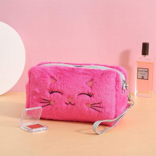 PURDORED Women Blue/Pink/Rose Red Cats Cosmetic Bag