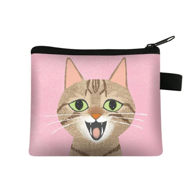 COOLOST Women Pink With Printed Cat Coins Purse